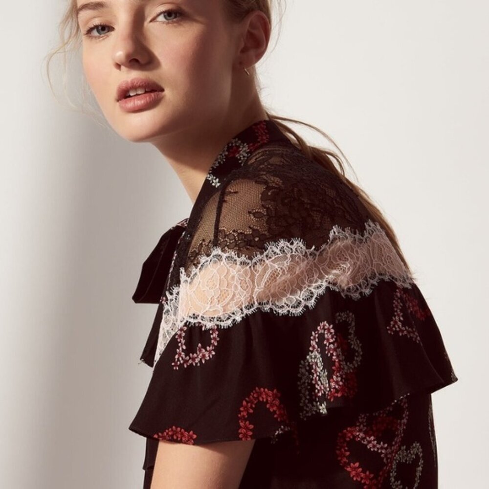 Sandro Hearts and Lace Silk Shirt - Picture 4 of 12